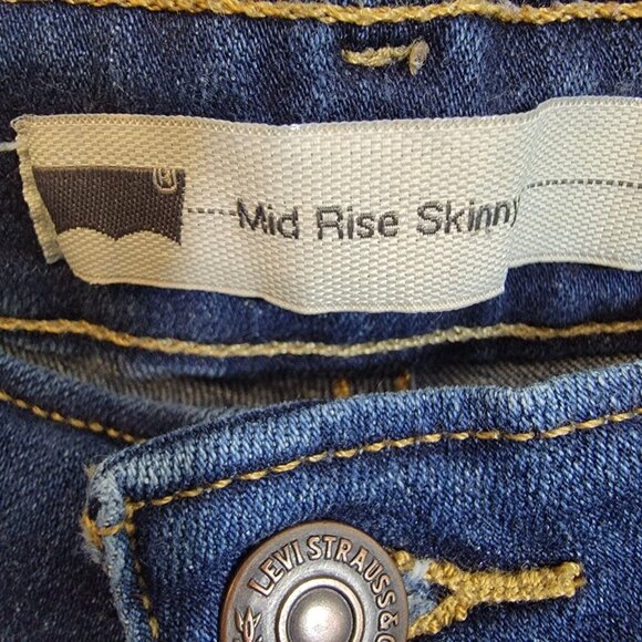 Levis Mid Rise Skinny Jeans Denim Womens Size 6 28Wx28I Blue Dark Wash EUC - Picture 2 of 10